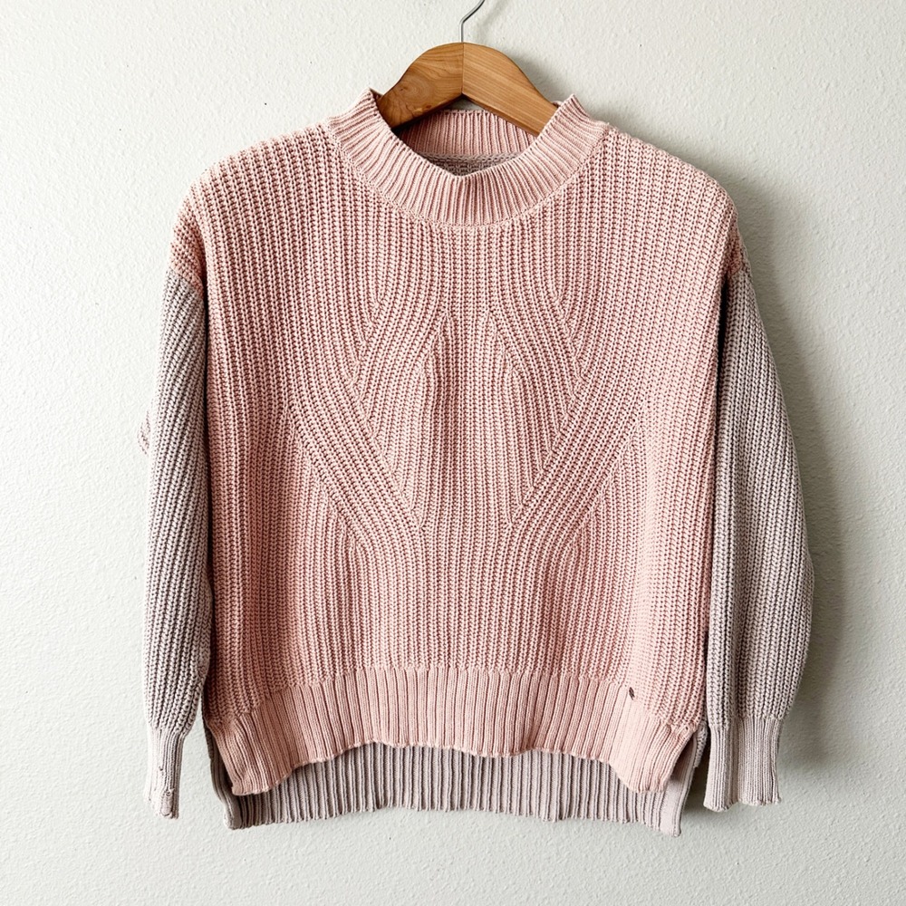 Superdry Nordic Knitwear Pink Mauve Chunky Cotton Sweater Women's Size Medium